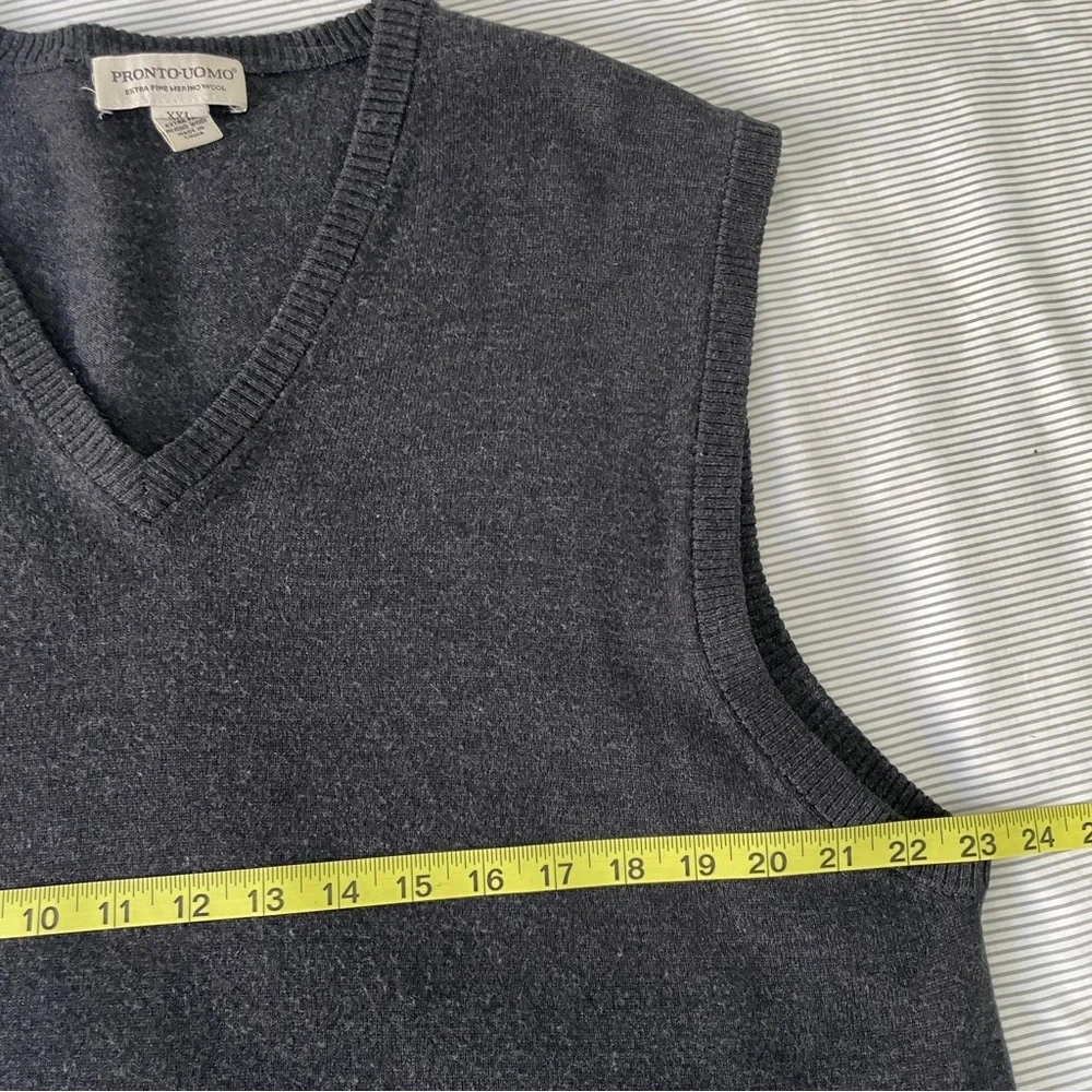 PRONTO UOMO XXL Men’s Extra Fine Merino‎ Wool Sleeveless V Neck Sweater Pullover